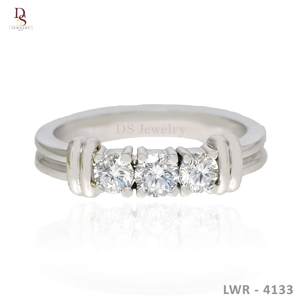 14K- WG Three Diamond Wedding Ring