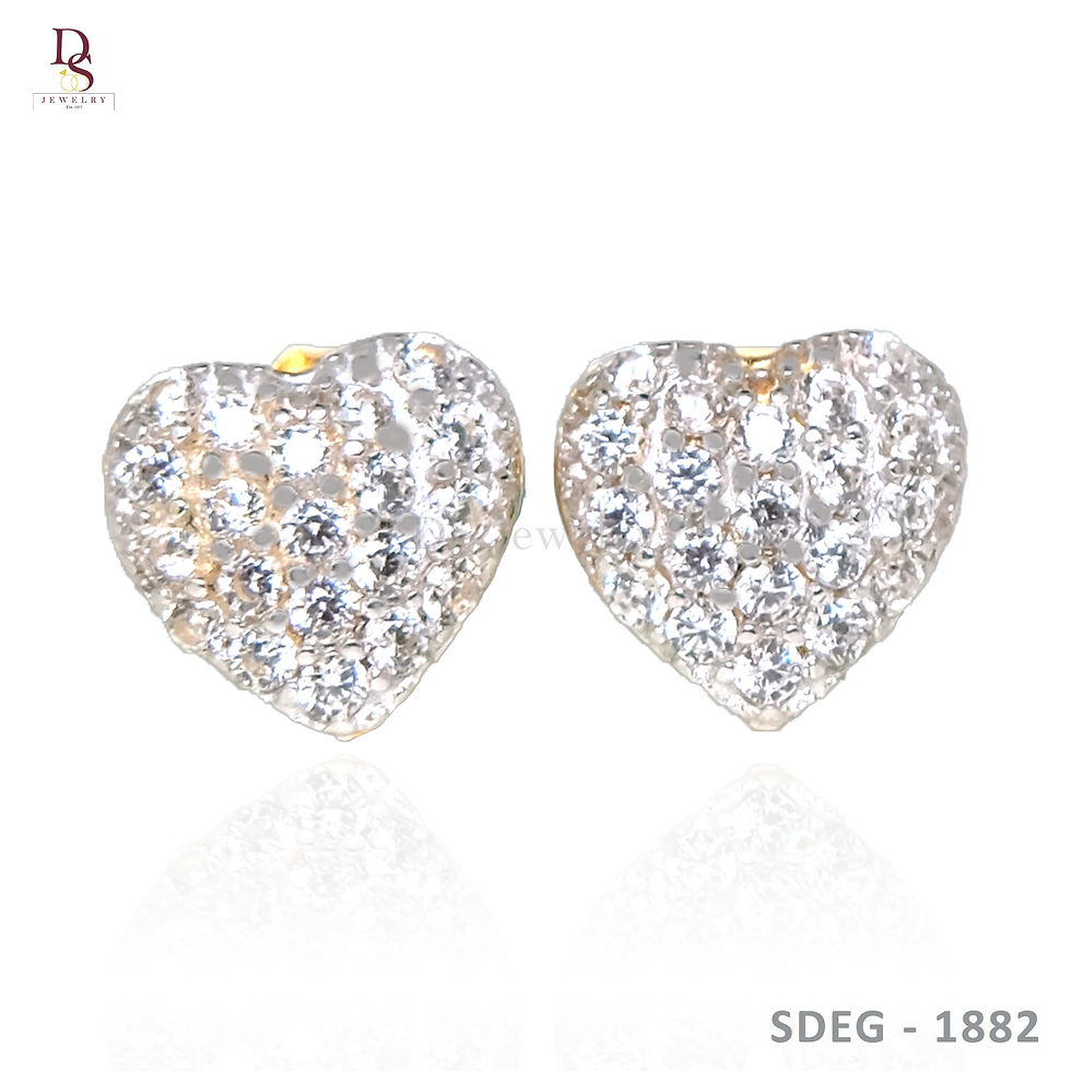 18K-YG Heart with Thirty-Eight Cubic Zirconia Pushpull Earrings