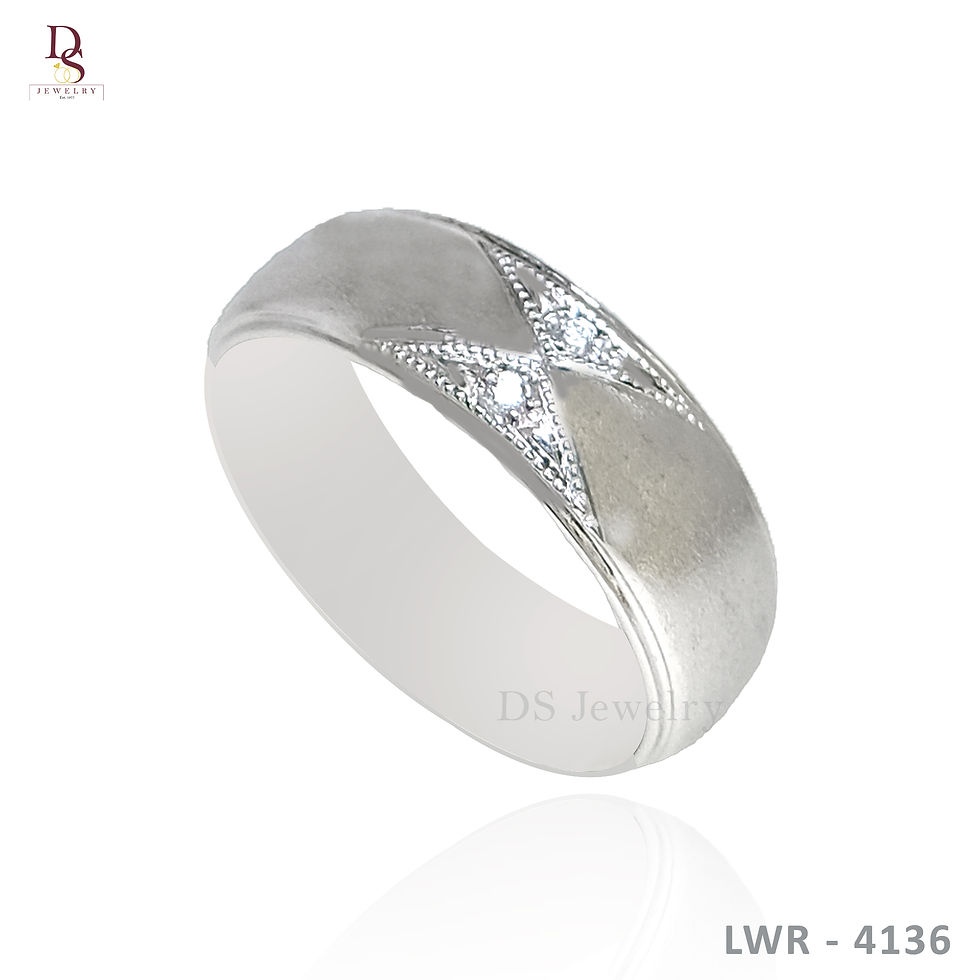 Thumbnail: 14K- WG Matte Two  Diamond Wedding Ring