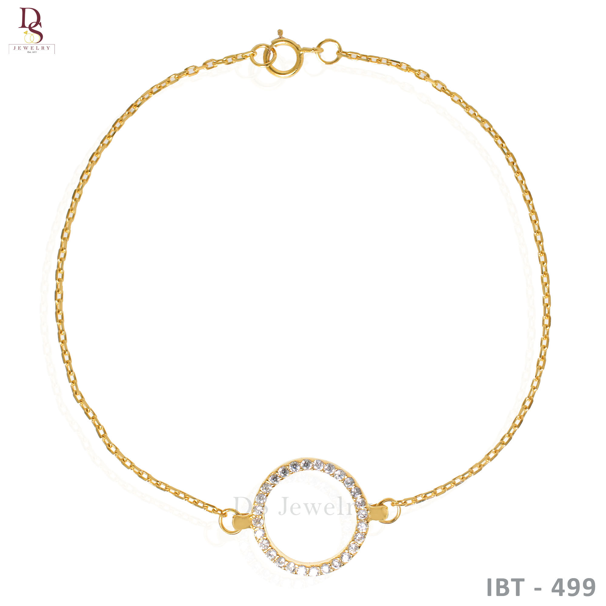 14K-YG Circle with Cubic Zirconia  Bracelet