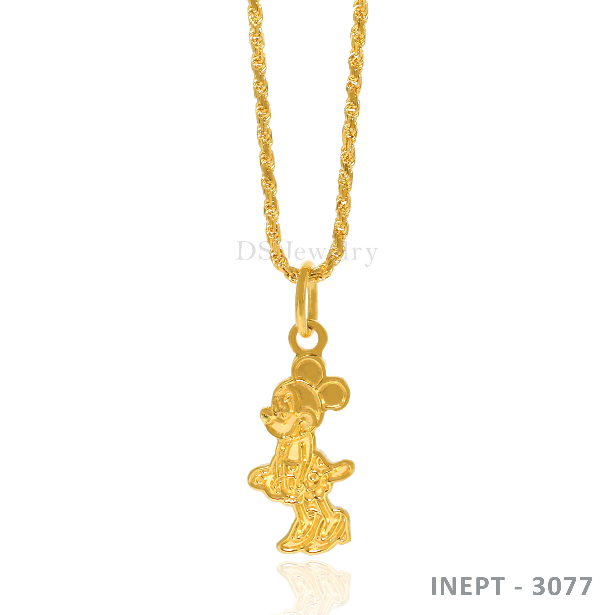 14K-YG Rope Chain with Mickey Mouse Pendant