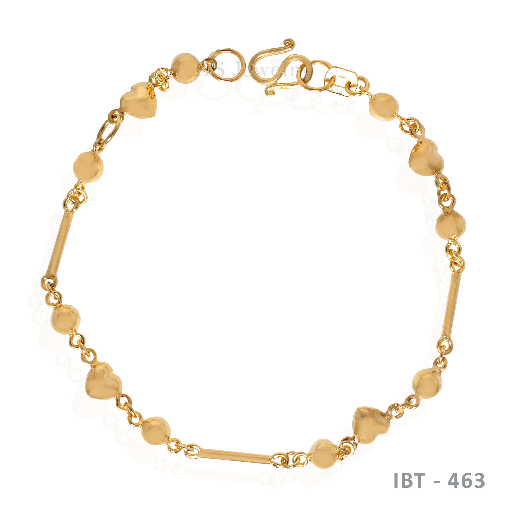 18K-YG Heart Link Ball Bracelet