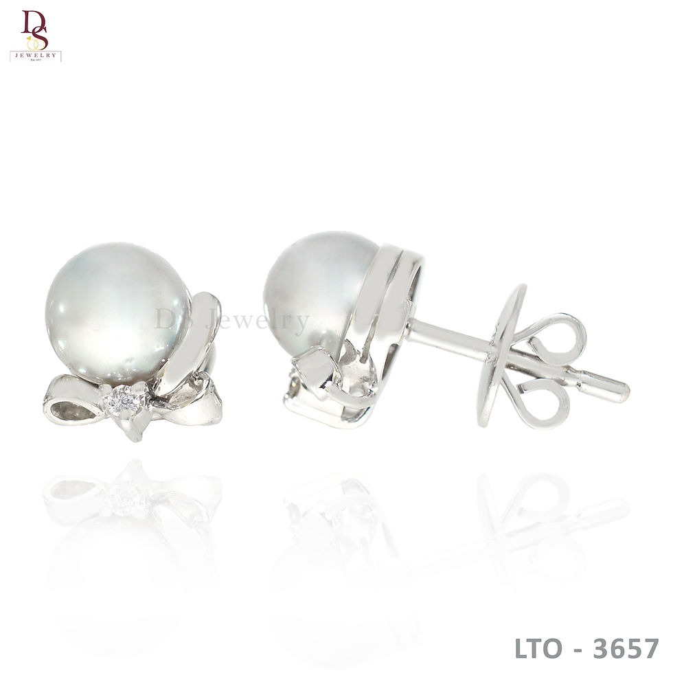 Thumbnail: 14K-WG Pearl with  Diamond Ring and Earrings