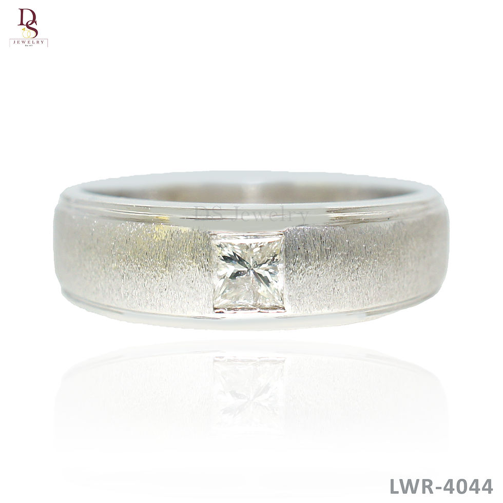14K- WG Solo Princess cut Diamond Matte Finish Wedding Ring