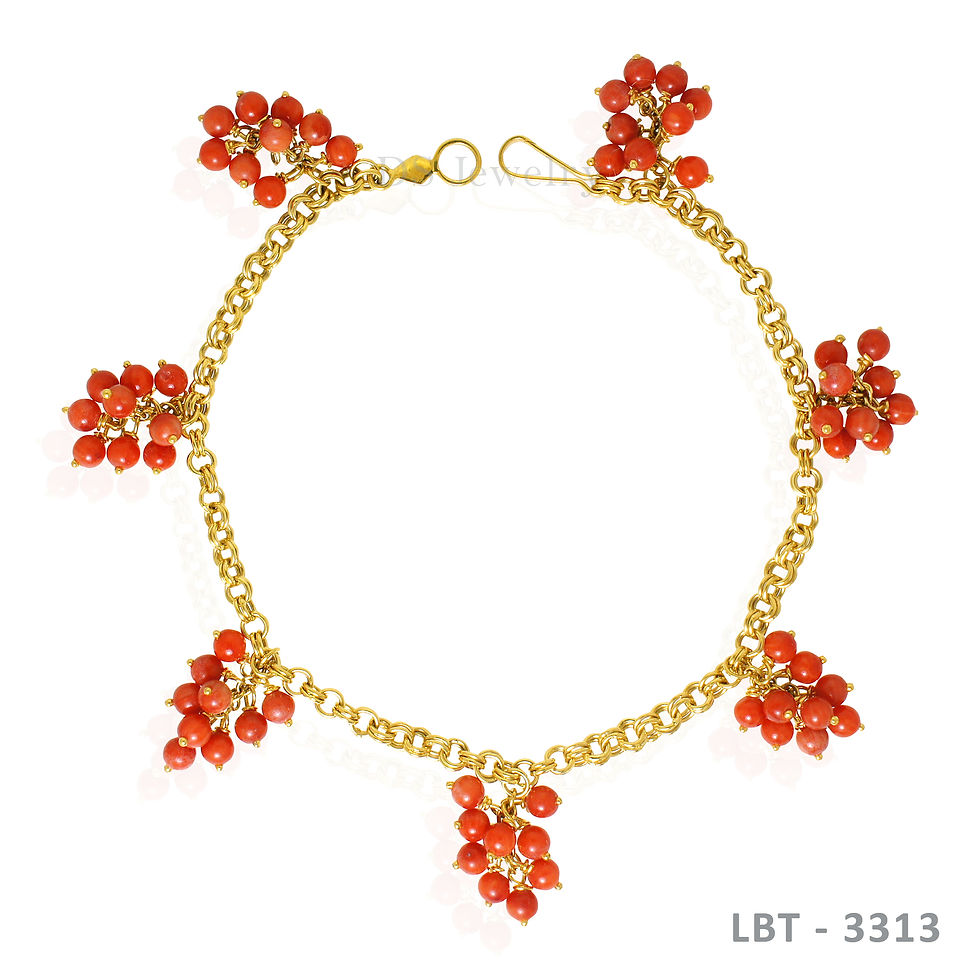 14K-YG Synthetic Ball Grapes Charms Bracelet