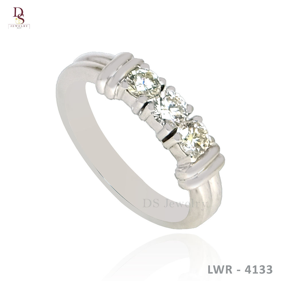 Thumbnail: 14K- WG Three Diamond Wedding Ring