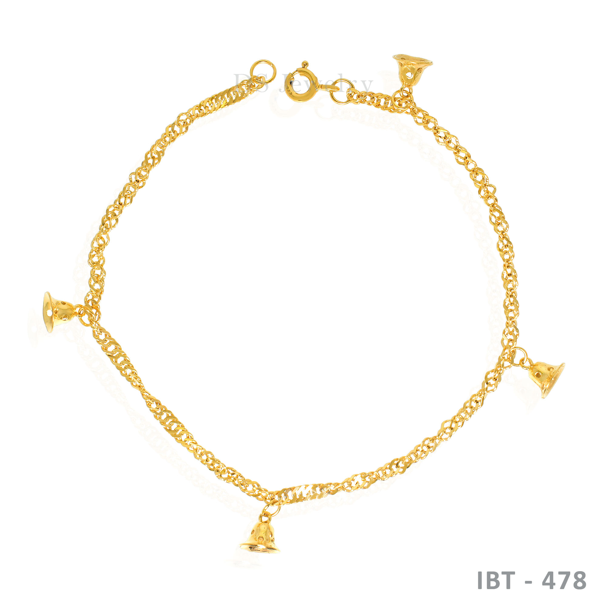 14K-YG Twisted with Charm Bracelet