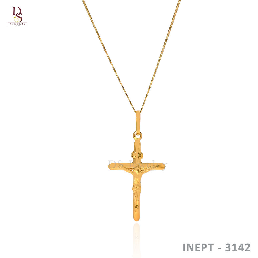 18K-YG Thin Chain with Cross Pendant