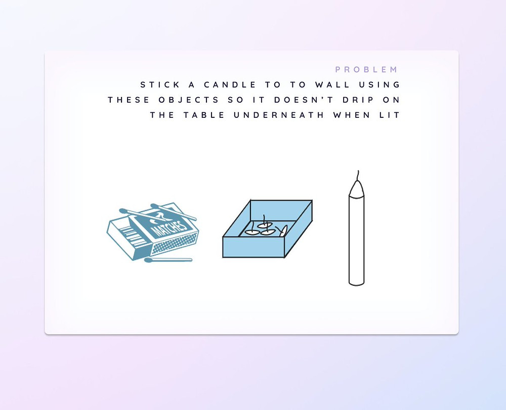 matches, thumbtacks and candle