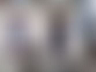 A photo of an old white dog sat in front of Horatio's Cafe.