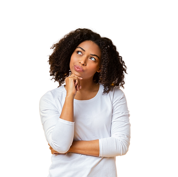 Imagem de uma mulher em dúvida