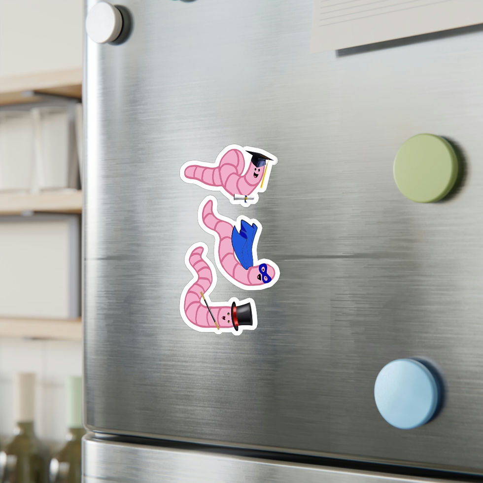 Thumbnail: Vinyl Decals - 3 worms (magician, superhero, graduate)