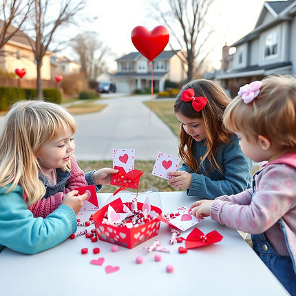 Kid's Valentine's day valentines and candy exchange in the neighborhood.jpg