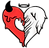 MarySue's Art Shop Logo, a demonic drip and angelic wings shaped cutely in a heart.