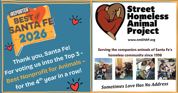 Thank you, Santa Fe for voting us into the Top 3 - Best Nonprofit for Animals – for the 4t