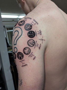 astrology tattoo horoscope tattoo astrological sign tattoo blackwork fine-line lettering detailed