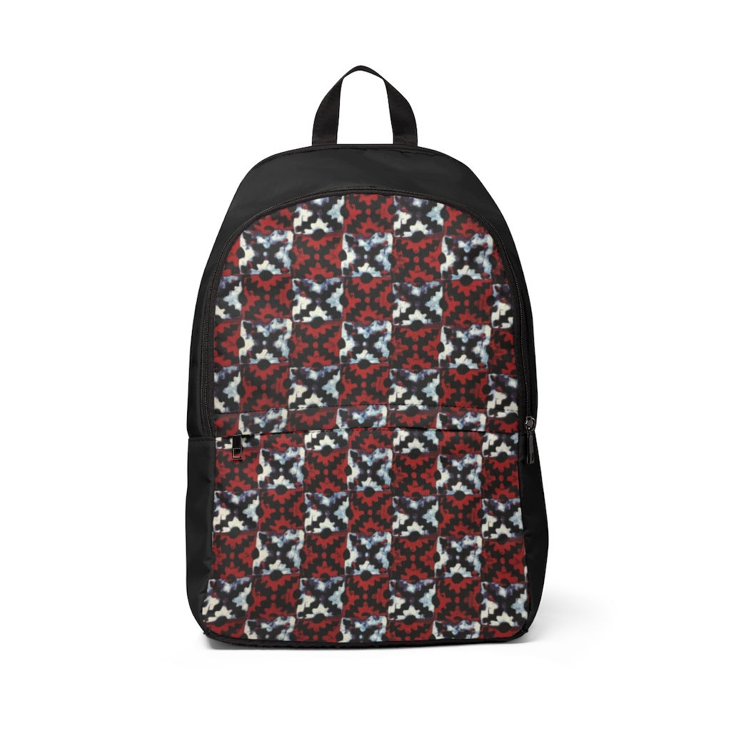 Red & Black Ankara Inspiration Unisex Fabric Backpack