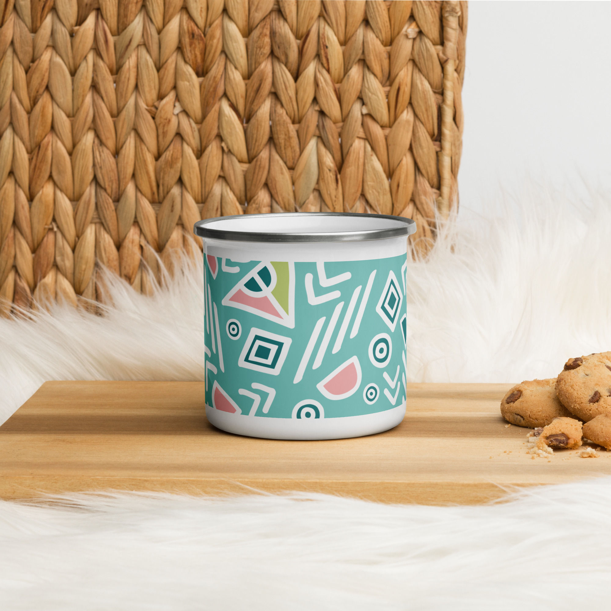 Ethnic Geometric Enamel Camping Mug