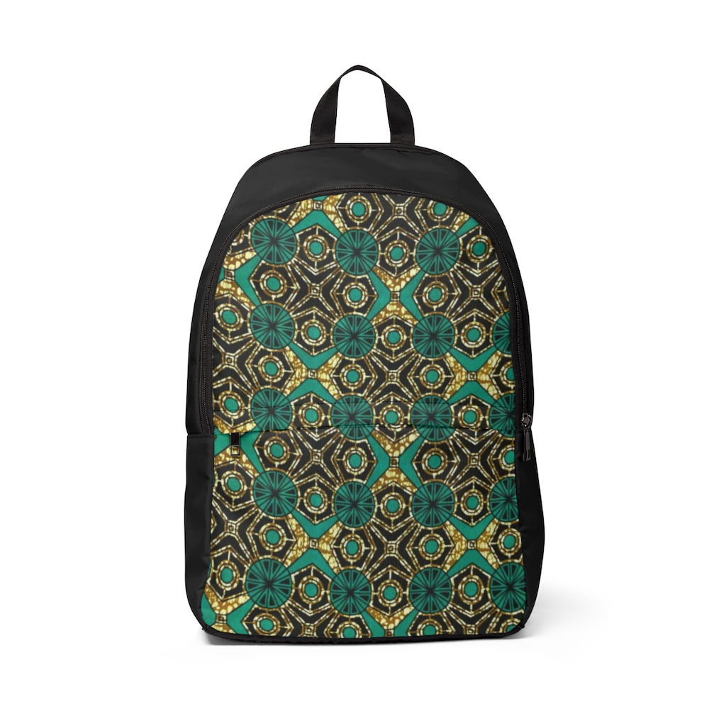 Green Ankara Print Inspiration Unisex Fabric Backpack