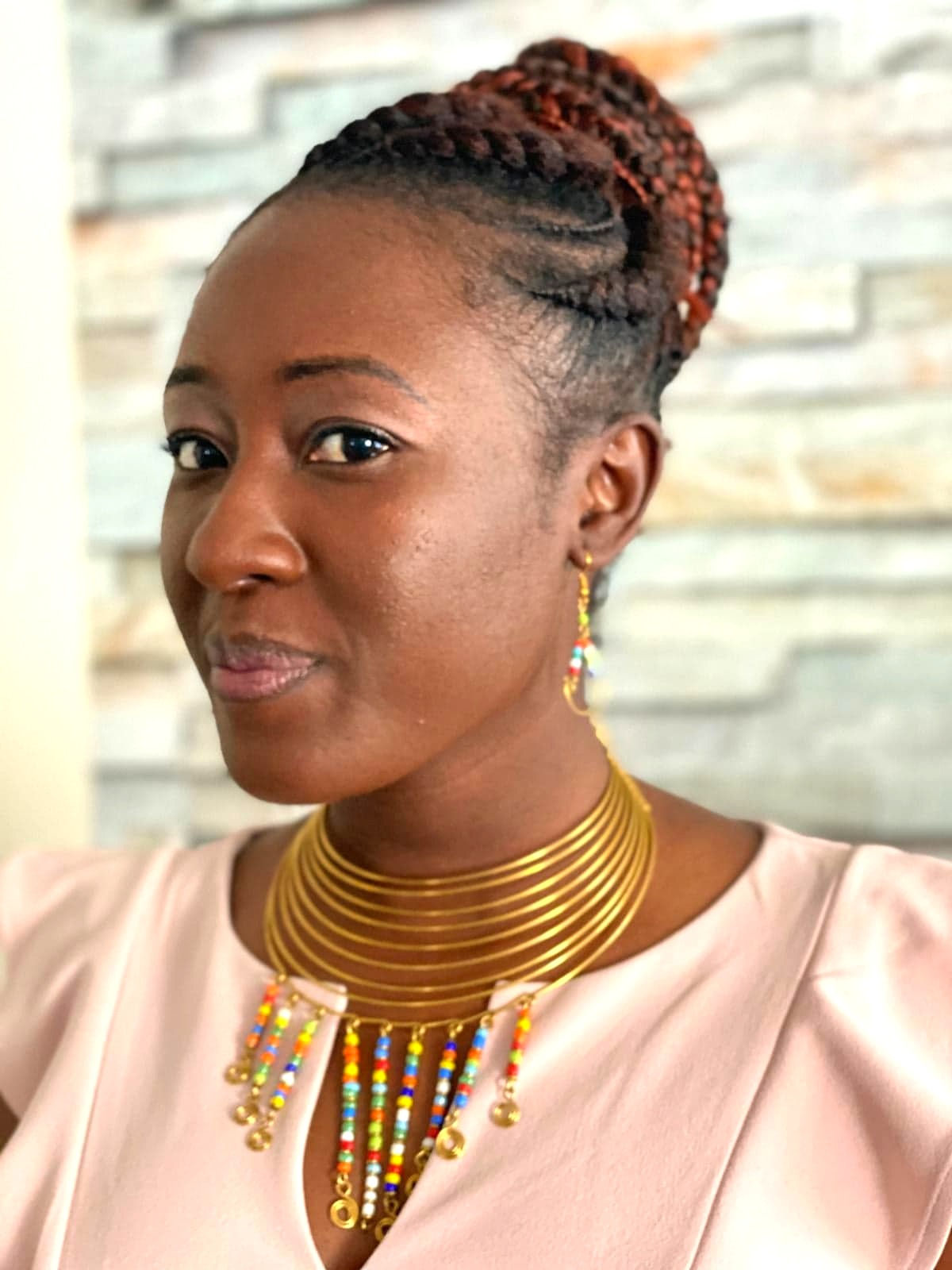 Gold Hanging Bead Choker & Earrings