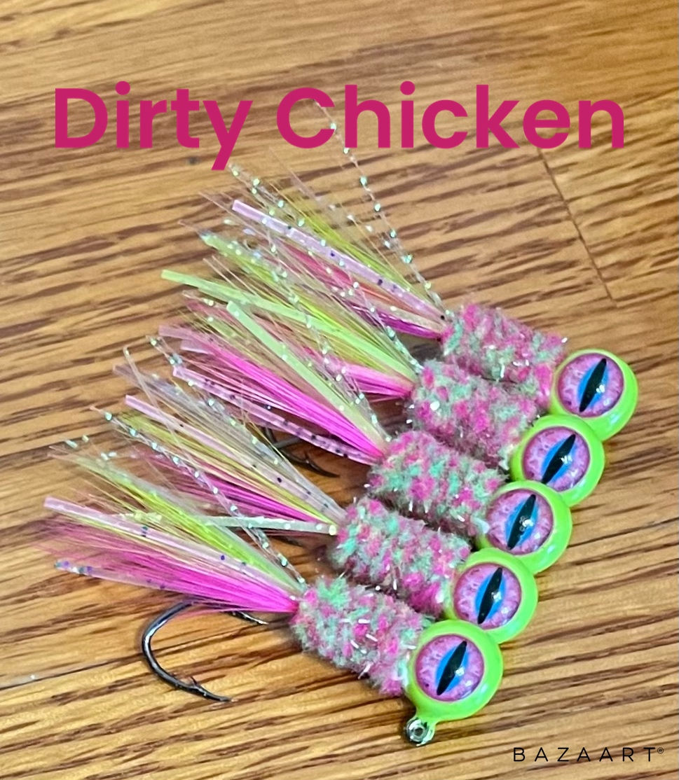 Thumbnail: 1/8 oz Pillhead Crappie Jigs w/Reptile eyes (Pack of 5)