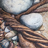 Embracing Light - Watercolor painting of cable and crosby clamp by Sheryl Brake