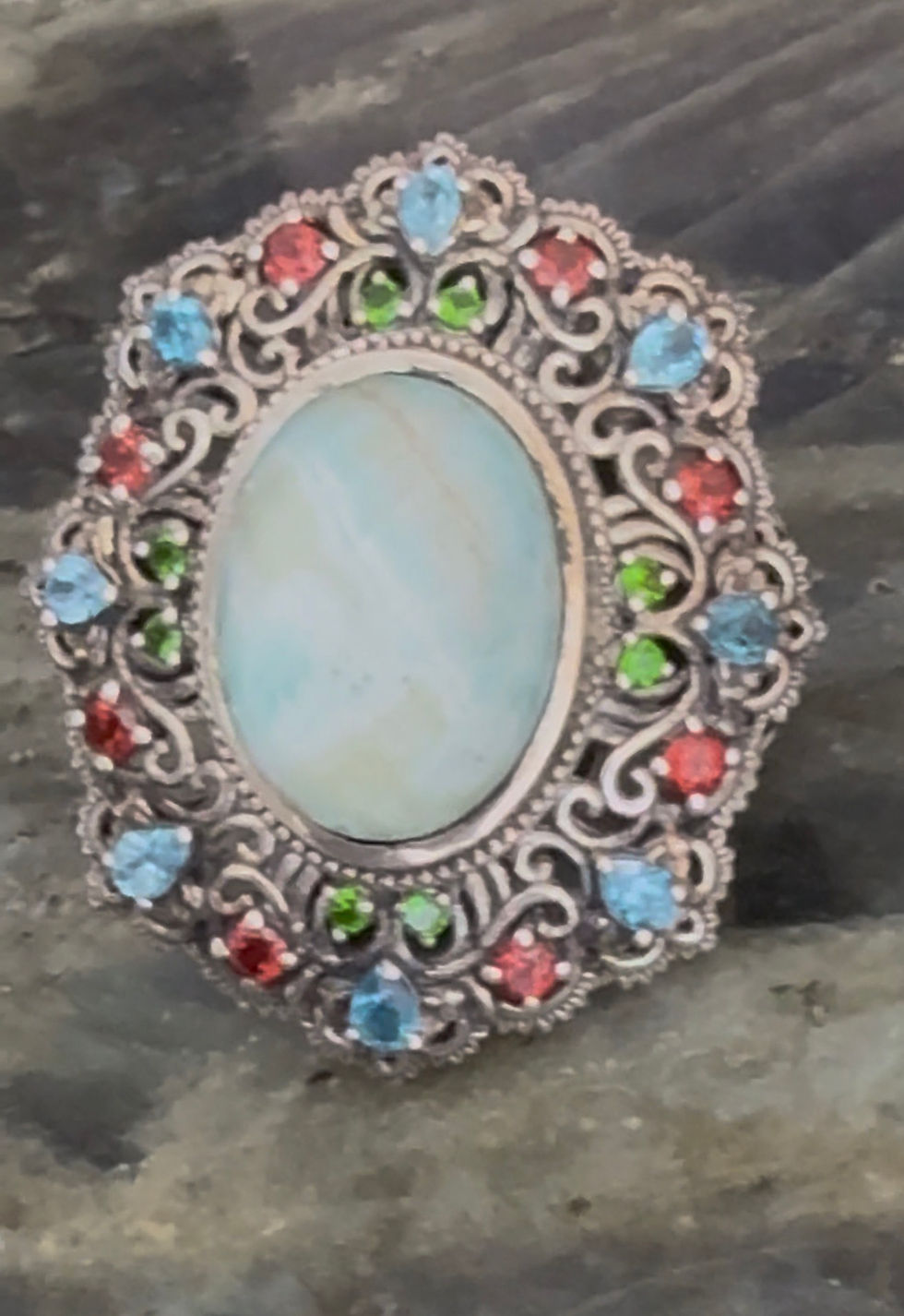 Natural multi stone 925 Sterling Silver statement Ring