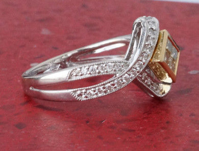 1.20 CT NATURAL FANCY YELLOW DIAMONDS 18K WHITE GOLD RING