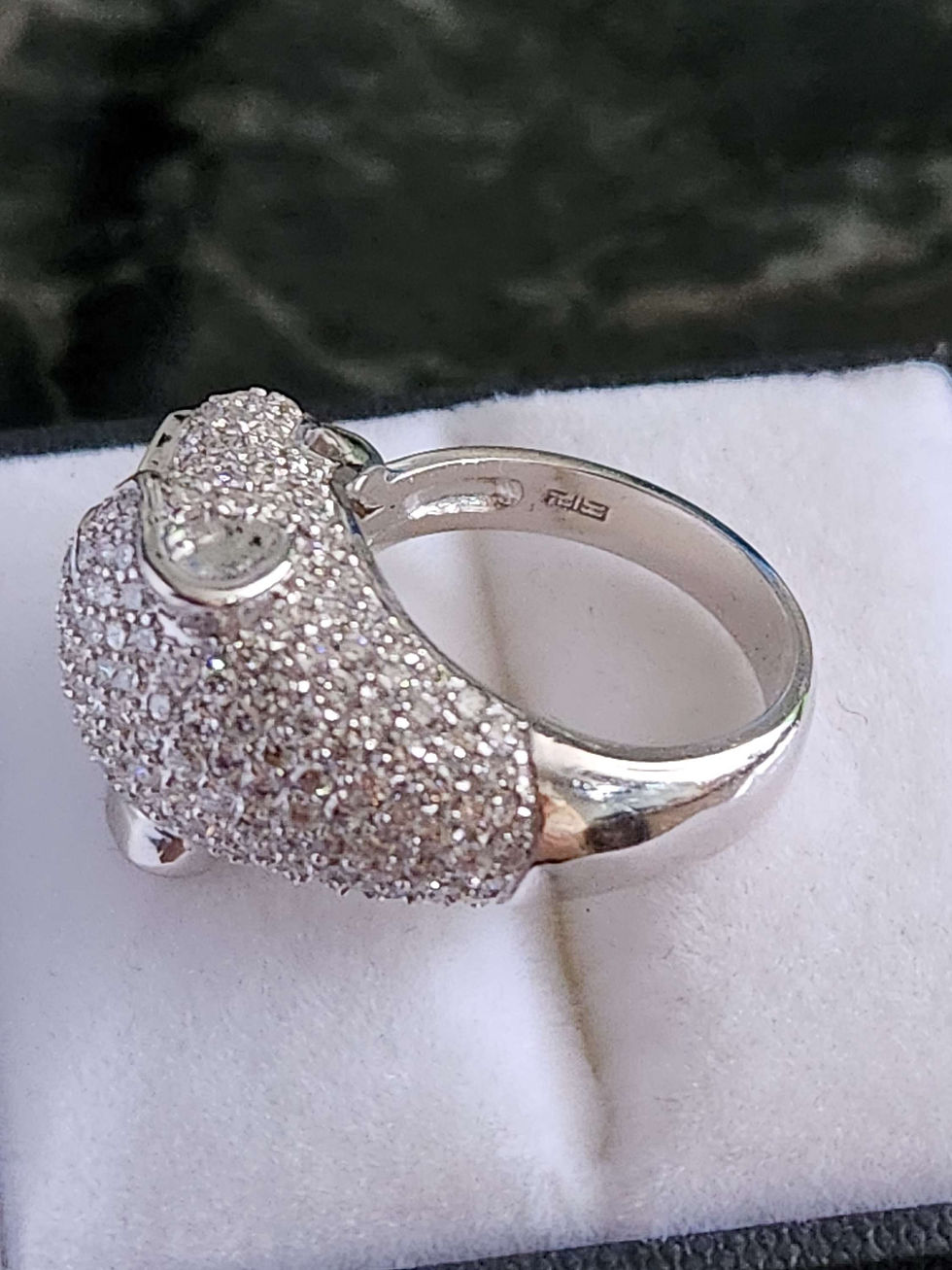 Effy Signature Natural Diamond and Emerald 14K White Gold Panther Ring