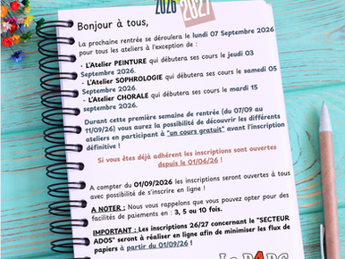 Infos rentrée 2026/2027