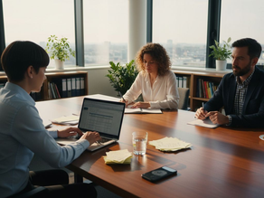Das Vertriebsteam tauscht sich gemeinsam am Konferenztisch aus.