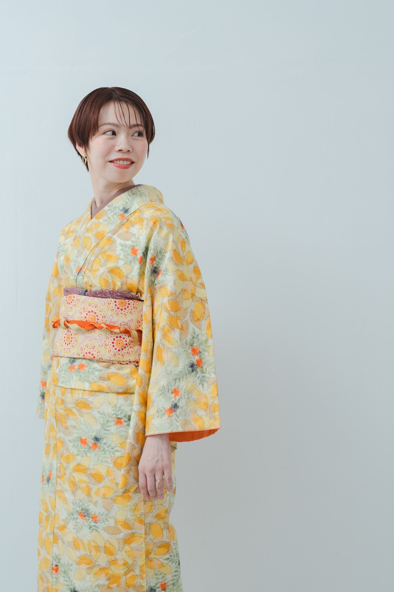 ママキモノ 紬【イエロー】