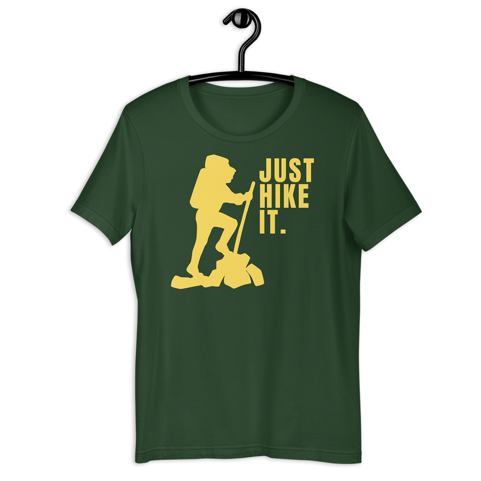 Men Hiking Tee: Outdoors T-shirts - Just Hike It