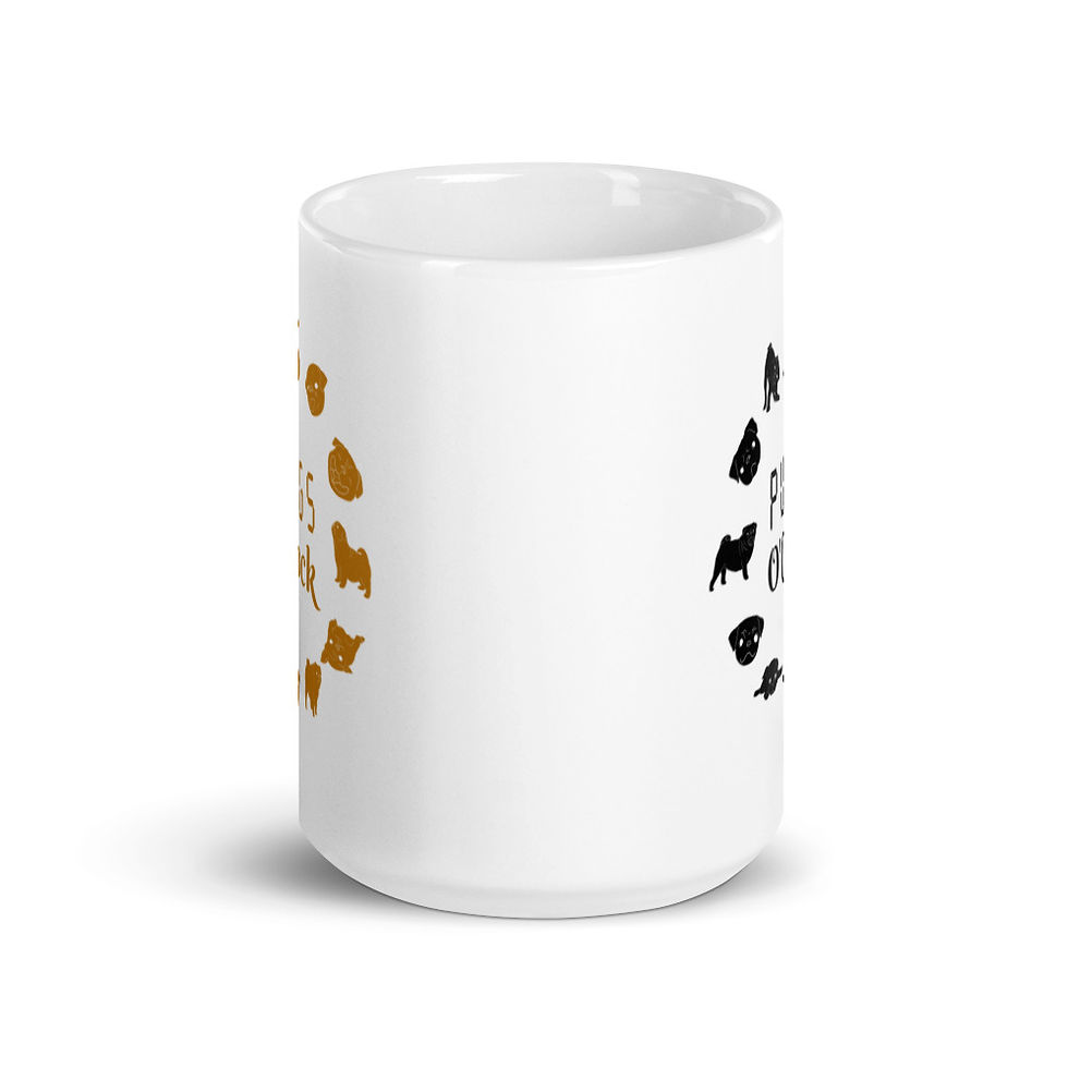 Thumbnail: Pug Small Dog Coffee Mug . Pugs O'Clock Tea Cup 11oz & 15oz