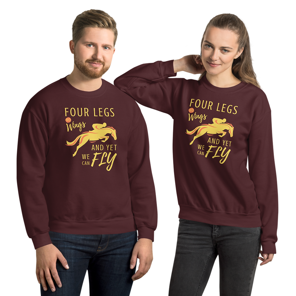 Thumbnail: Jumping Horse Sweatshirt: Four Legs No Wings and Yet We Fly