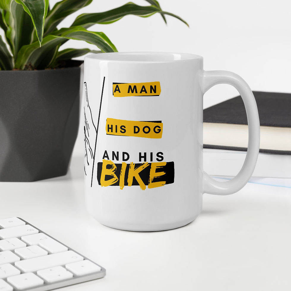 Thumbnail: Man Riding Bike Coffee Mug . Dog Men Tea Cup 11oz & 15oz