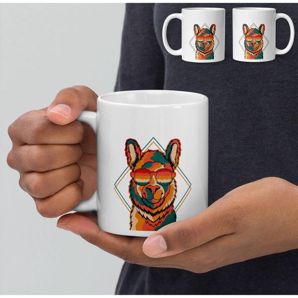 Thumbnail: Hipster Animals With Glasses Coffee Mugs: Lama, Giraffe, Monkey, Lion, Tiger