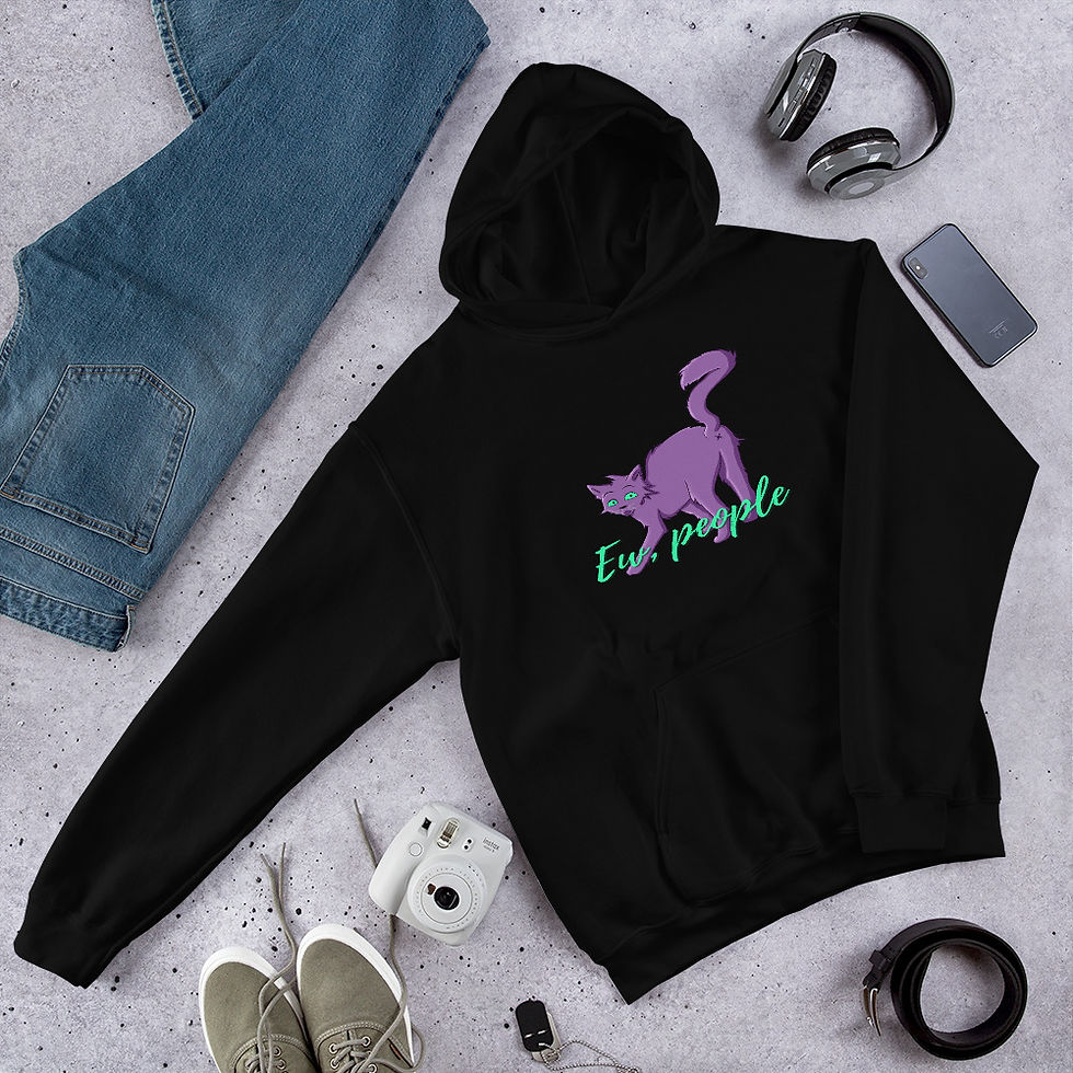 Thumbnail: Ew People Cat Hoodie . Introvert Cat Sweatshirt