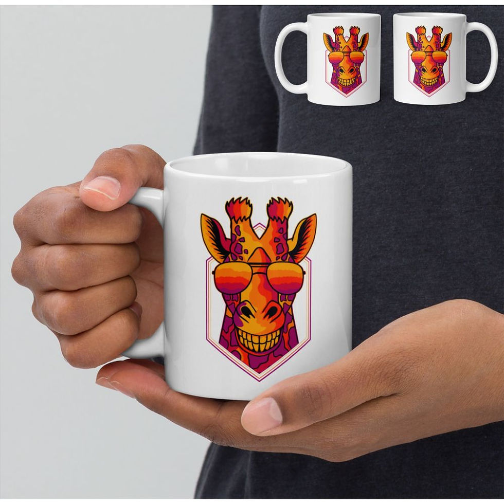 Thumbnail: Hipster Animals With Glasses Coffee Mugs: Lama, Giraffe, Monkey, Lion, Tiger