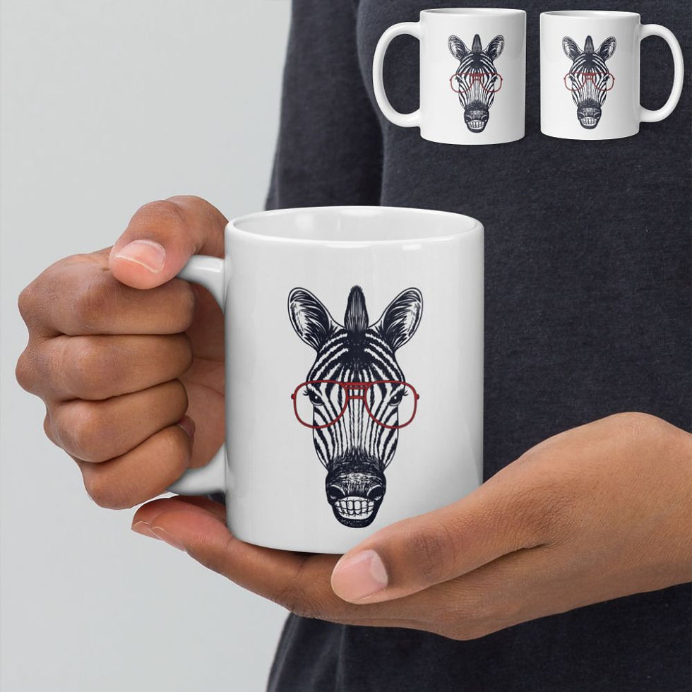 Thumbnail: Animals With Glasses Coffee Mugs: Giraffe, Zebra, Sloth, Monkey
