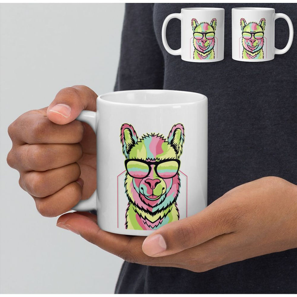 Thumbnail: Hipster Animals With Glasses Coffee Mugs: Lama, Giraffe, Monkey, Lion, Tiger