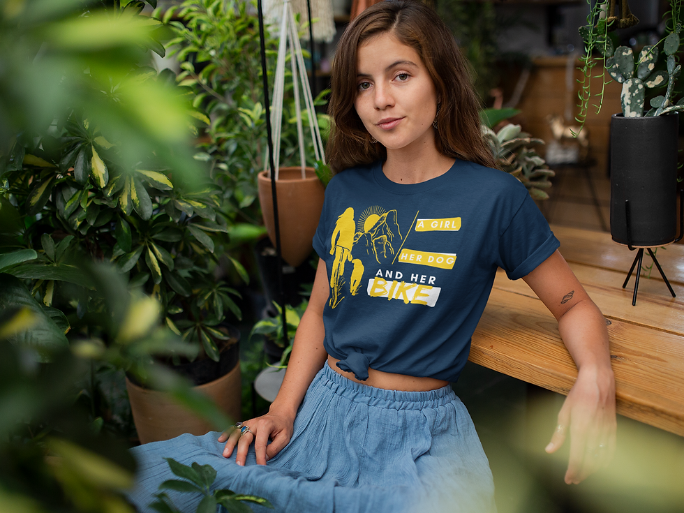 Thumbnail: Outdoors Bike Tee: Girl Dog Bike T-Shirt - MySkyPet