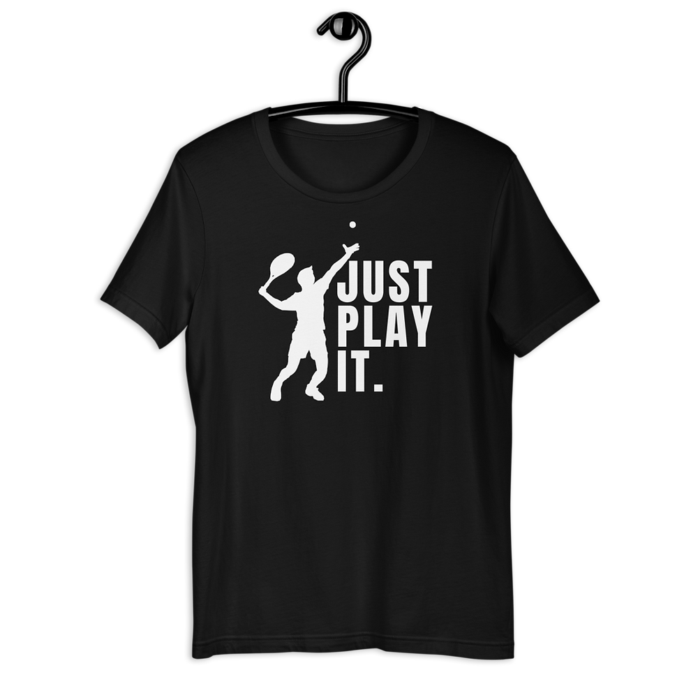 Thumbnail: Tennis Tee: Man Serving Ball - Just Play It Shirts - Elon Reeves Arts