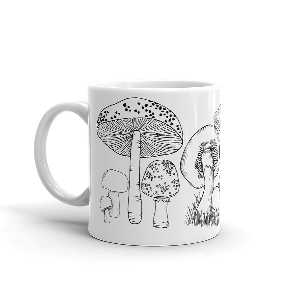 Thumbnail: Mushroom Magic Coffee Mugs: Retro Purple Shrooms
