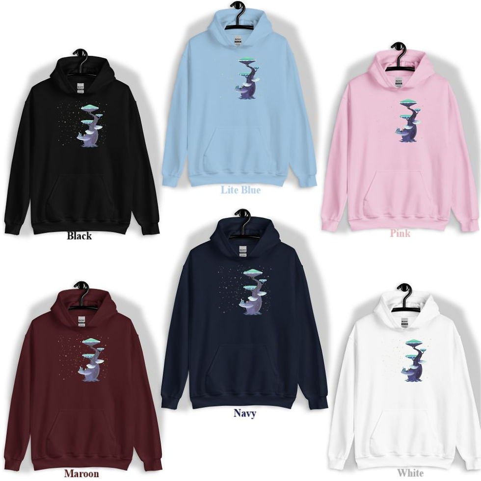 Thumbnail: Night Dreamer Hoodies: Magical Tree Mushrooms