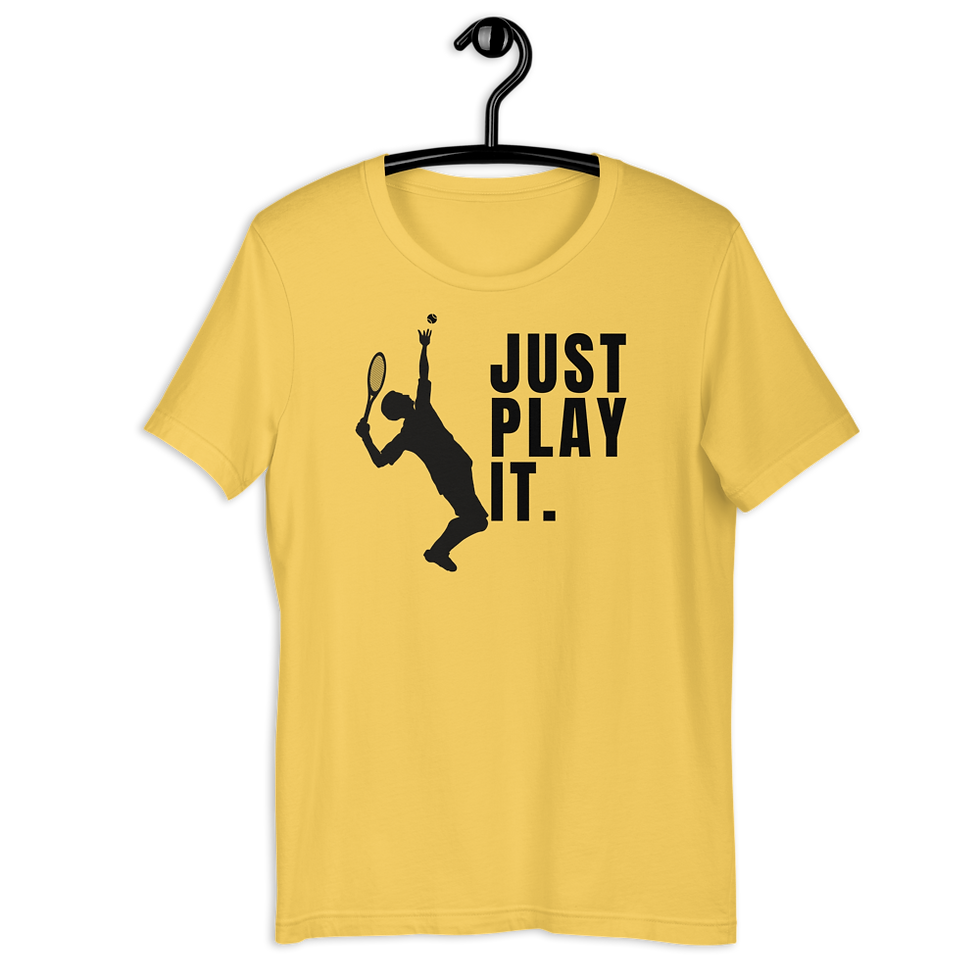Thumbnail: Tennis Tee: Man Serving Tennis Ball - Just Play It Shirts - Elon Reeves Arts