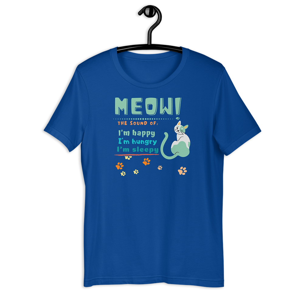 Thumbnail: Happy Sleepy Hungry Cat Tee . Meow Human - MySkyPet