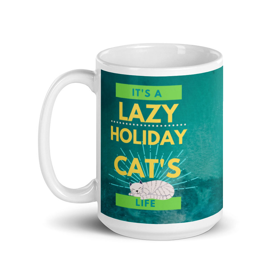 Thumbnail: Lazy Cat Coffee Cup . Sleeping Kitty Tea Mug 11oz & 15oz