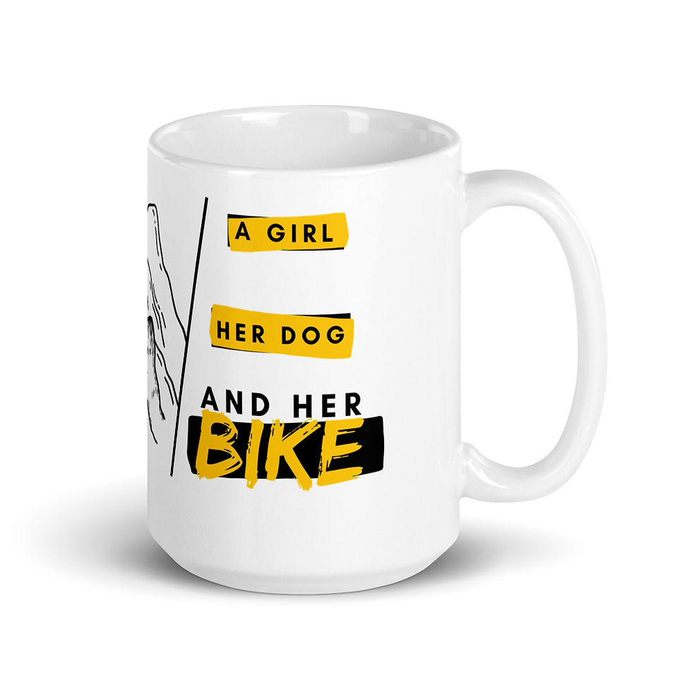 Thumbnail: Girl Riding Bike Coffee Mug . Dog Women Tea Cup 11oz & 15oz