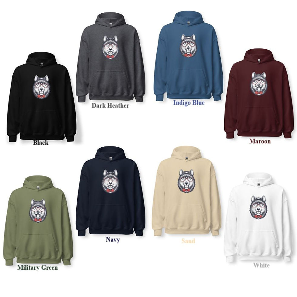 Thumbnail: Animals With Glasses Hoodie:Dog, Car, Wolf and Racoon